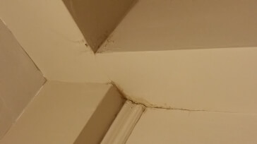 Water damage in kitchen ceiling from bathroom or roof?