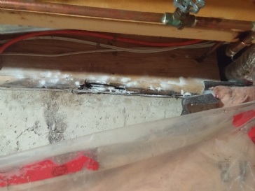 Wood rotten on top of the basement sill