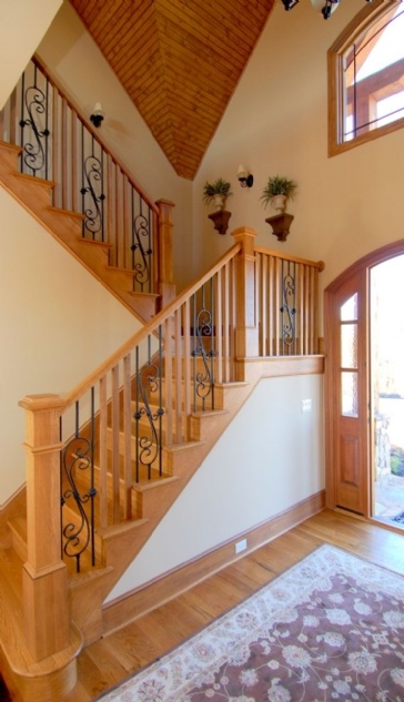 Wrought iron railings regulations on indoor stairway to loft