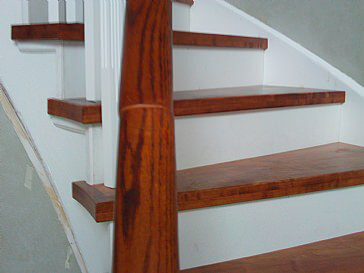 New maple hardwood stair finishing
