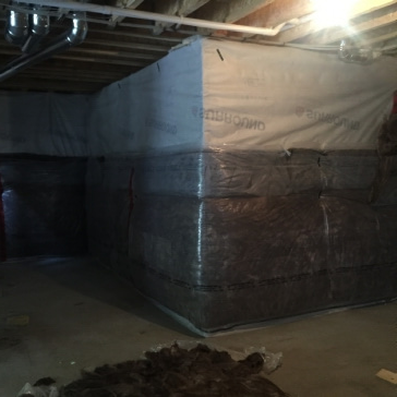 Basement blanket insulation in new Mattamy home