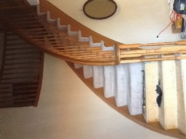 Carpeted stairs to hardwood stairs