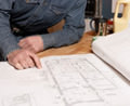 Contractor viewing drawings