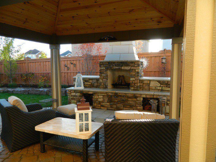 Outdoor fireplace and gazebo