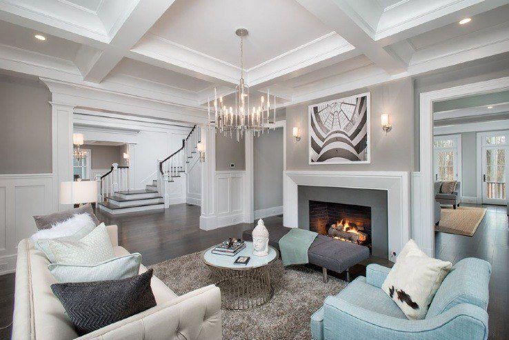 grey and white combination in living room