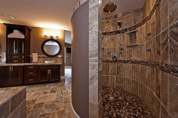 Custom curved shower