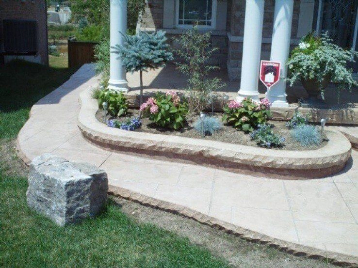 Garden Wall and decorative concrete walkway