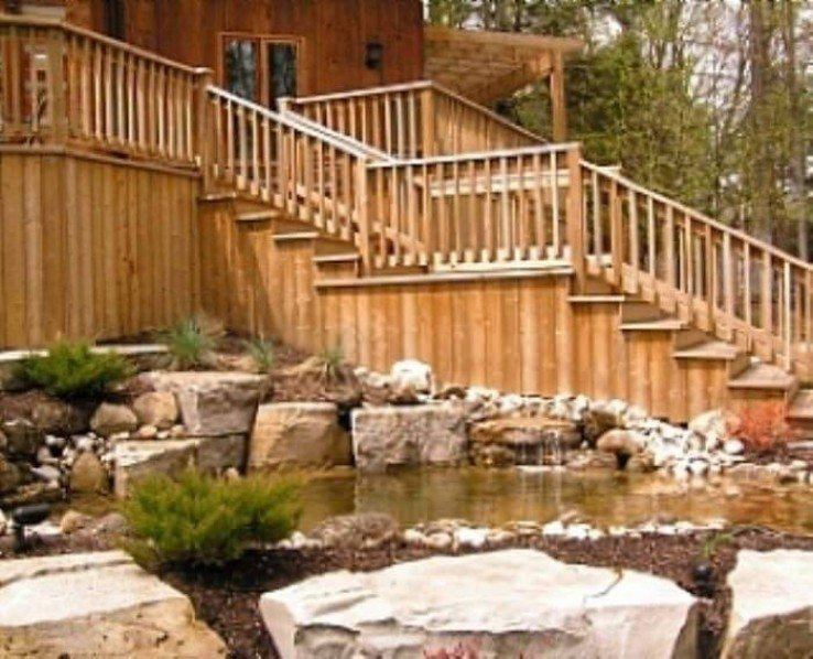 Landscaping and deck